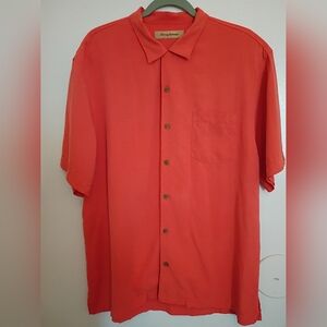Tommy Bahama Men's Coral Short Sleeve Shirt 100% Silk Sz L